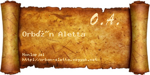 Orbán Aletta névjegykártya