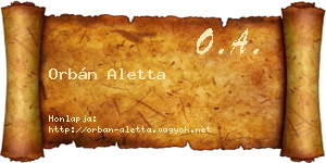 Orbán Aletta névjegykártya